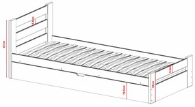 Κρεβάτι Μπαούλο Nela από μασίφ ξύλο Natural  90×200cm