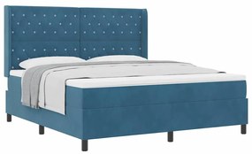 vidaXL Κρεβάτι με ελατήρια με μαξιλάρι Μπλε 180 x 200 cm Βελούδο