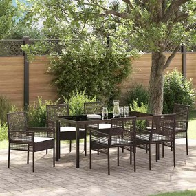 vidaXL Σέτ φαγητού για κήπο 7 pcs Καφέ συνθετικό ρατάν