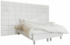 Κρεβάτι continental Logan 103, Continental, Διπλό, Άσπρο, 160x200, Οικολογικό δέρμα, Τάβλες για Κρεβάτι, 360x200x180cm, 148 kg, Στρώμα: Ναι