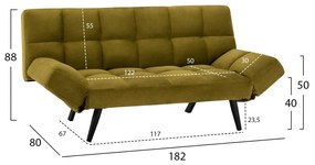 Καναπές - Κρεβάτι C3167.13 3θέσιος Βελούδο Λαδί 182x80x88Υ εκ. 182x80x88 εκ.
