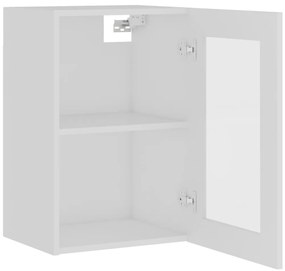 vidaXL Κρεμαστό Γυάλινο Ντουλάπι &quot;Lyon&quot; Λευκό 40x31x60 εκ. από Τεχνητό Ξύλο