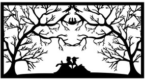 Διακοσμητικό Τοίχου Bird's Nest Lovers 899SKL2470 70x37cm Black Wallity Μέταλλο