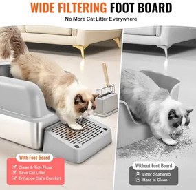 VEVOR 6 in Deep Cat Litter Box Odor-Free Litter Box with Filtering Foot Board