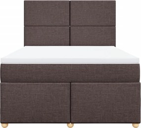 vidaXL Κρεβάτι Boxspring με Στρώμα Σκούρο Καφέ 140x200 εκ Υφασμάτινο
