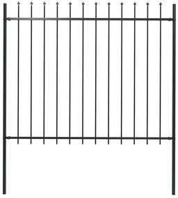 vidaXL Φράχτης Κήπου με Κορυφή Δόρυ από Ατσάλι, Μαύρος 181 x 150 εκ.