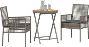 vidaXL Σετ Μπιστρό Κήπου 3 pcs Γκρι συνθετικό ρατάν