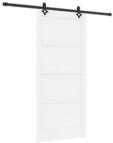 vidaXL Συρόμενη Πόρτα με Σετ Υλικών Λευκή 93x202 εκ. Συμπαγές Ξύλο Πεύκου