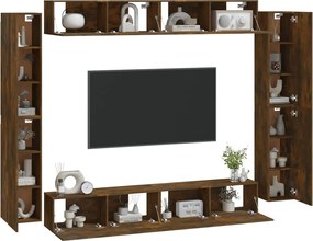 vidaXL Σετ Επίπλων Τηλεόρασης 8 Τεμαχίων Καπνιστή δρυς Επεξ. Ξύλο
