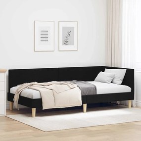 vidaXL Κρεβάτι Γωνίας Μαύρο 80 x 200 cm Ύφασμα