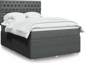vidaXL Κρεβάτι Boxspring με Στρώμα Σκούρο Γκρι 140x190 εκ. Υφασμάτινο