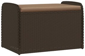 vidaXL Παγκάκι Αποθήκευσης Καφέ 80x51x52 εκ. Συνθετικό Ρατάν Μαξιλάρι