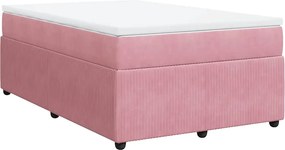 vidaXL Κρεβάτι Boxspring με Στρώμα Ροζ 120x200 εκ. Βελούδινο