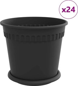 vidaXL Γλάστρες φυτών 24 pcs Μαύρο Ø 19 x 16 εκ Πλαστικό
