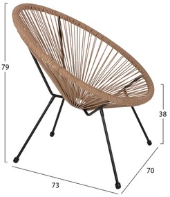 ΣΕΤ ΕΞΩΤΕΡΙΚΟΥ ΧΩΡΟΥ 3ΤΜΧ ACAPULCO HM21100 TWISTED WICKER-ΜΕΤΑΛΛΟ (1 Τεμμάχια)