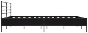 vidaXL Πλαίσιο Κρεβατιού Μαύρο 180 x 200 εκ. Επεξ. Ξύλο &amp; Μέταλλο
