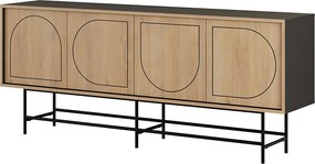 Μπουφές Joji Megapap χρώμα sapphire oak - silky black 186,8x40x77,6εκ.
