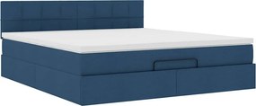 vidaXL Οθωμανικό κρεβάτι με στρώμα &amp; LEDs Μπλε 180x200cm ύφασμα