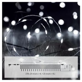Λαμπάκια Βροχή 200 LED Ασημί Σύρμα 5m Ψυχρό Φως 27-00260 Panagoulas-27-00260-Ασημί 27-00260