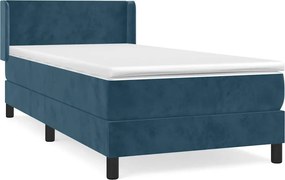 vidaXL Κρεβάτι Boxspring με Στρώμα Σκούρο Μπλε 100x200 εκ. Βελούδινο