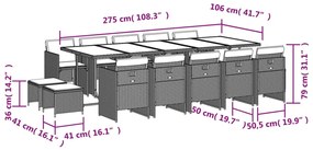 vidaXL Σετ Τραπεζαρίας Κήπου 15 τεμ. Γκρι Συνθετικό Ρατάν με Μαξιλάρια