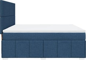 vidaXL Κρεβάτι Boxspring με Στρώμα Μπλε 180x200 εκ. Υφασμάτινο