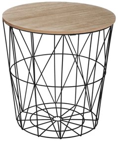 Βοηθητικό τραπέζι Kumi Pakoworld mdf επιφάνεια oak και μέταλλο σε μαύρη απόχρωση Φ40x41εκ 199-000642 199-000642 Καφέ