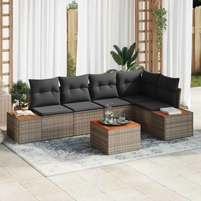 vidaXL Σετ Καναπέ Κήπου με μαξιλάρι 6 pcs Γκρι Πολυ ράταν