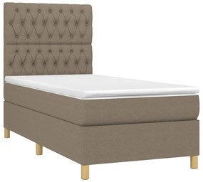 vidaXL Κρεβάτι Boxspring με Στρώμα &amp; LED Taupe 100x200 εκ. Υφασμάτινο