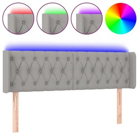 Κεφαλάρι Κρεβατιού LED Ανοιχτό Γκρι 163x16x78/88 εκ. Υφασμάτινο - Γκρι