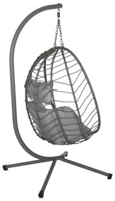 ΚΡΕΜΑΣΤΗ ΠΟΛΥΘΡΟΝΑ ΦΩΛΙΑ MILLIE  ΜΕΤΑΛΛΟ-ΣΥΝΘ.RATTAN ΓΚΡΙ 90x75x190Υεκ.