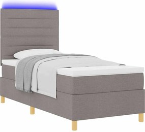 vidaXL LED Κρεβάτι με βάθρο με στρώμα Taupe 90 x 200 cm ύφασμα
