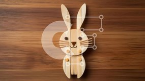 Intra Συλλεκτικό Ξύλινο Παζλ Plywood 4mm - Ξύλινο λαγουδάκι από ξυλάκια στο τραπέζι Σε Ξύλινο Κουτί - Διαστάσεις: 10x10 cm – 25 κομμάτια