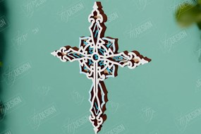 Intra απο ξύλο plywood 3mm-4mm πάχος 3D Layered Cross | Χριστιανικό σύμβολο |CNC Δίασταση 30x20 cm INTRAFABR-110184474