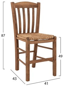 Καρέκλα C10376.01 Καφενείου με Ψάθα Καρυδί Εμποτισμoύ 41x35x89 εκ.