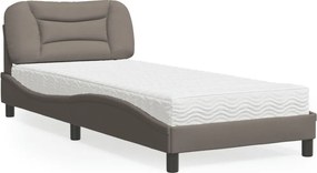 vidaXL Κρεβάτι με Στρώμα Hvar Taupe 90x190 εκ.Υφασμάτινο