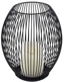Φανάρι Με Διακοσμητικό Κερί Candle Led 76497 Φ19x24cm Με Μπαταρία &amp; Χειριστήριο Dimmable 2700K Black Aluminium