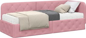 vidaXL Κρεβάτι Γωνίας Ροζ 80 x 200 cm Βελούδο
