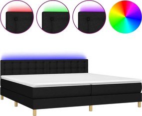 vidaXL Κρεβάτι Boxspring με Στρώμα &amp; LED Μαύρο 200x200 εκ. Υφασμάτινο