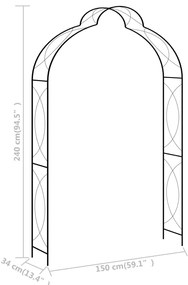 vidaXL Αψίδα Κήπου Μαύρη 150 x 34 x 240 εκ. Σιδερένια