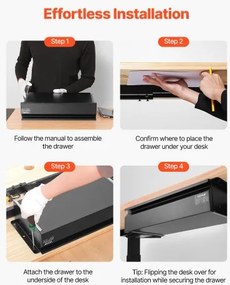 VEVOR 40 cm Under Desk Drawer Organizer Slide-out Drawer Space Saver Home Office