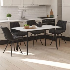 Σετ Τραπεζαρίας Sabia-Gustas 5 τεμ. sintered stone-μαύρο-ανθρακί 120x60x75εκ 120x60x75 εκ.