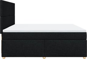 vidaXL Κρεβάτι Boxspring με Στρώμα Μαύρο 200x200 εκ. Υφασμάτινο