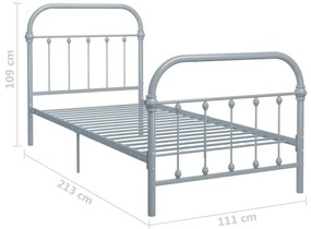 vidaXL Πλαίσιο Κρεβατιού Γκρι 100 x 200 εκ. Μεταλλικό