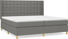 vidaXL Κρεβάτι Boxspring με Στρώμα Σκούρο Γκρι 200x200 εκ. Υφασμάτινο