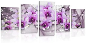 5 μέρη εικόνα λουλούδια σε αφηρημένο φόντο - 200x100