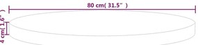 vidaXL Επιφάνεια Τραπεζιού Στρογγυλή Ø80x4 εκ. Μασίφ Ξύλο Δρυς