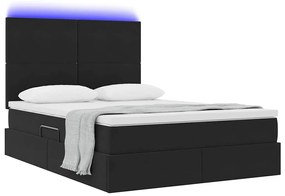 vidaXL Κρεβάτι με αποθηκευτικό χώρο και LED Μαύρο 140 x 200 cm Βελούδο