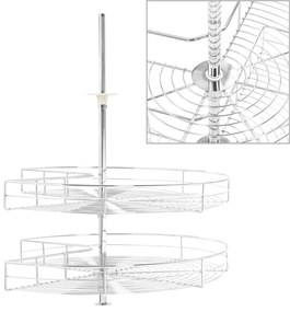 vidaXL Ράφι Ντουλαπιού Διώροφο Περιστρ. 270° Ασημί 71x71x80 εκ. Σύρμα