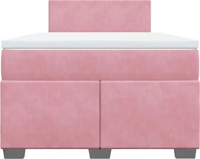 vidaXL Κρεβάτι Boxspring με Στρώμα Ροζ 120x200 εκ. Βελούδινο